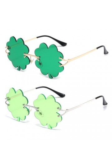 YAMEIZE St. Patrick’s Day Ireland Lunettes de Soleil - Vert Four Leaf Leprechaun costume Lunettes Cadre en Métal Femmes Homme