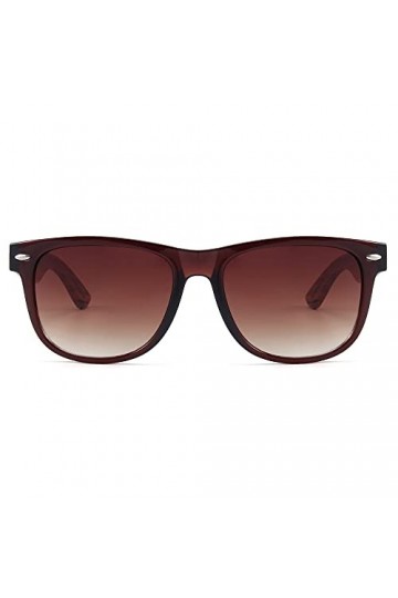 Etoni Lunettes de soleil pour homme et femme avec branches en bois de noyer polarisées UV400 313W-2