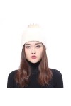 BeFur Bonnet tricoté pour femme dhiver doux et élastique avec pompon renard, Noir + balle de raton laveur, Taille unique
