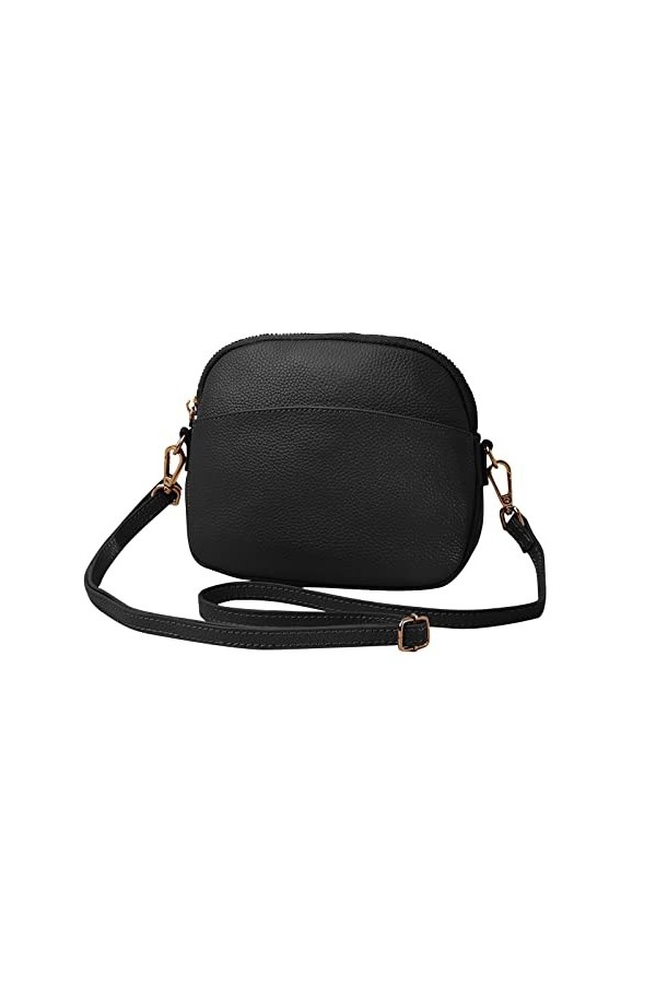 FANDARE Cuir Véritable Sac à Bandoulière Femme Sacs Dépaule Porté Epaule Sacoche pour Voyage École Achats Crossbody Bag Noir