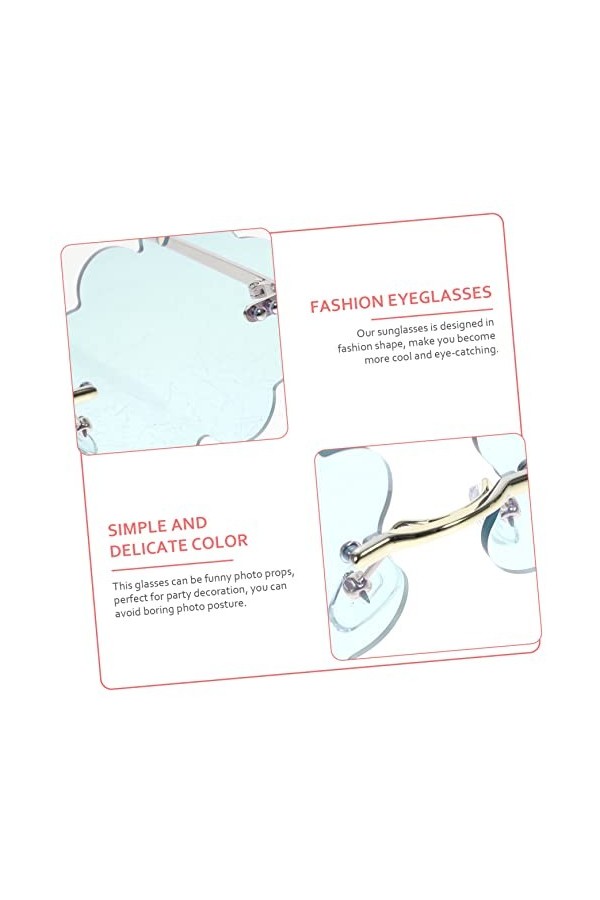 ABOOFAN 3 Paires À La Mode Sans Cadre Vague Fête Disco Décoration Femmes Rétro Lunettes De Soleil Quatre Lunettes Personnalis