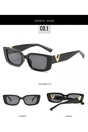 ZAGZIG Été extérieur rétro Rectangle Lunettes De Soleil Femmes Vintage Petit Cadre Lunettes De Soleil Dames Classique Noir ca