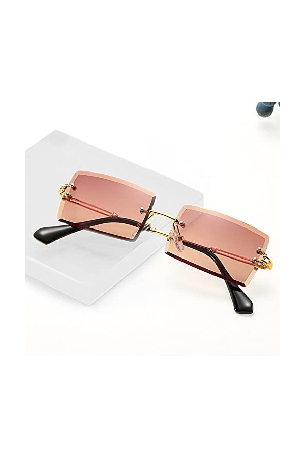 SARGE Lunettes de Soleil rétro Petit Rectangle Femmes Lunettes de Soleil carrées sans Monture pour Femmes Style dété Femme&nbsp;&nbsp;