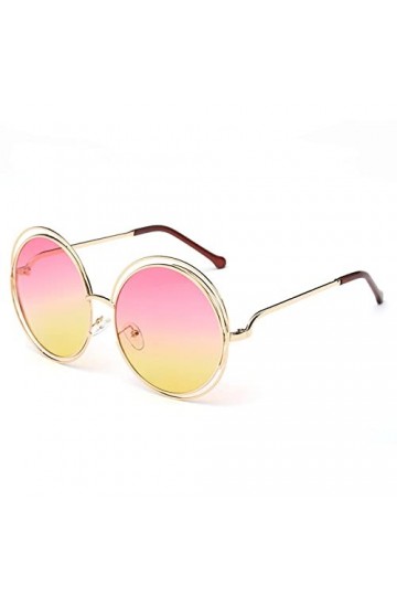 HCHES Lunettes de soleil à monture ronde en métal vintage pour femmes Lunettes de soleil à monture creuse Conduite pour homme