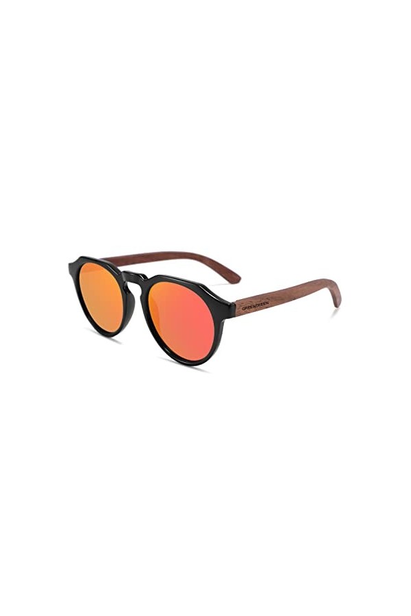 GREENTREEN Lunettes de Soleil Polarisées pour Homme et Femmes, Lunettes de Soleil en Bois, 100% anti UV400