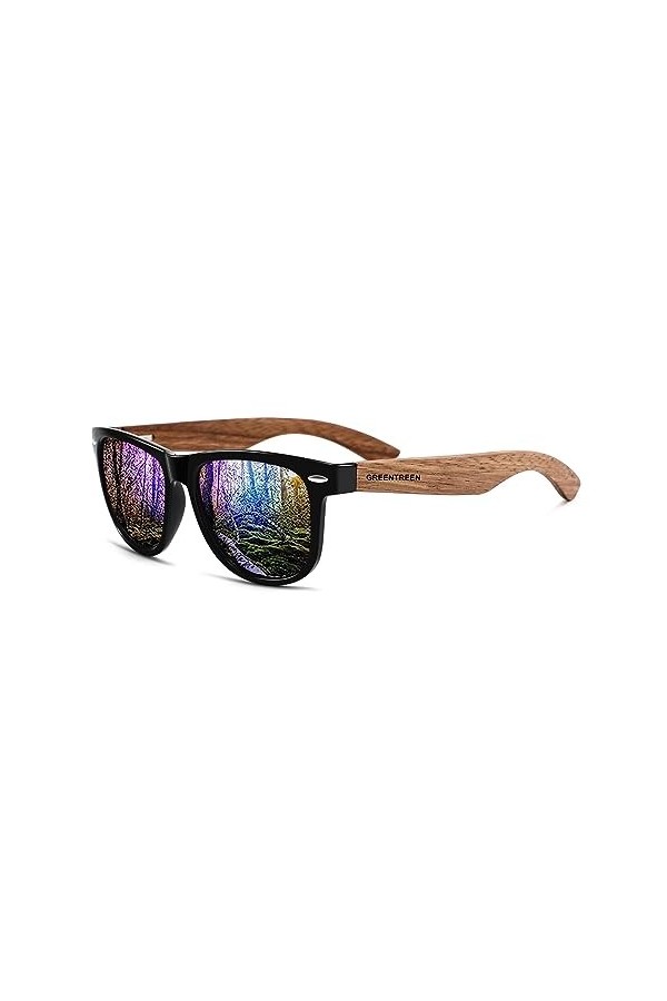 GREENTREEN Lunettes de Soleil Polarisées pour Homme et Femmes, Lunettes de Soleil en Bois, 100% anti UV400