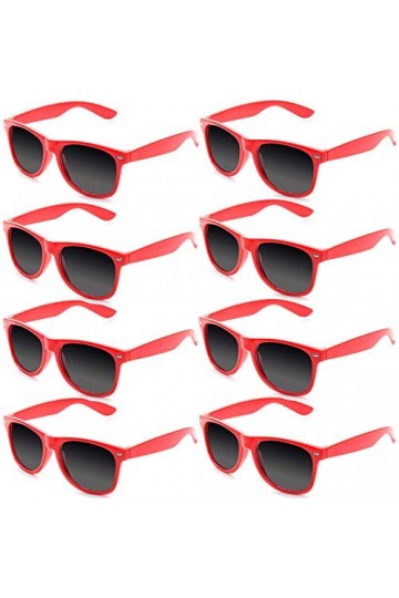 FSMILING lot Lunettes de soleil Vintage Femme Enfant Homme Couleurs au Decoration Fluo Fête 8 pièces rouge 