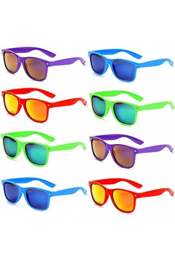 FSMILING Lot de 8 paires de lunettes de soleil fluo pour fête - Multicolore - Pour homme et femme - Carnaval