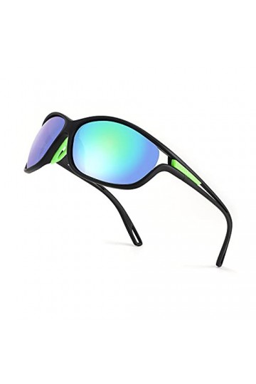Karsaer K7082 Lunettes de soleil de sport polarisées pour homme et femme, Miroir vert, 51MM