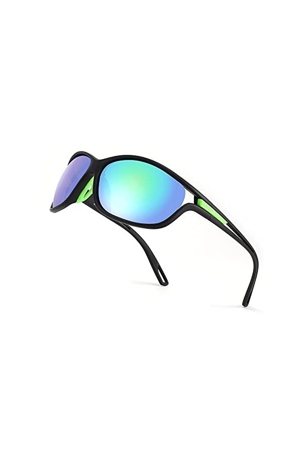 Karsaer K7082 Lunettes de soleil de sport polarisées pour homme et femme, Miroir vert, 51MM