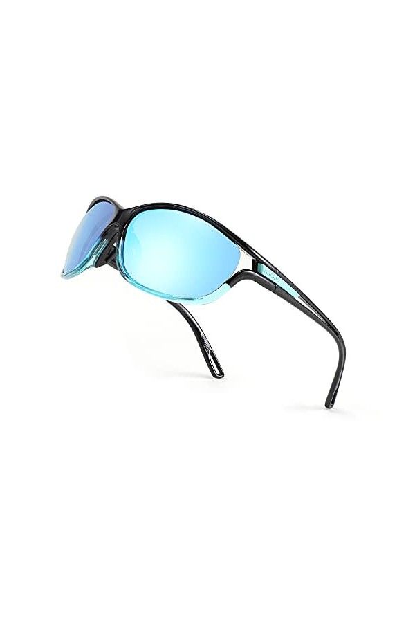 Karsaer K7082 Lunettes de soleil de sport polarisées pour homme et femme, Miroir vert, 51MM