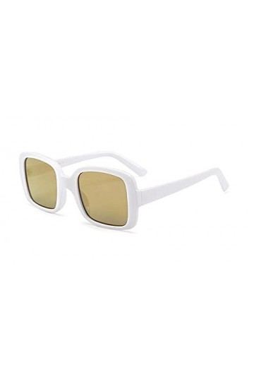 WQZYY&ASDCD des Lunettes De Soleil Femme Homme Lunettes De Soleil Carrées Blanches Femmes Lunettes De Soleil Mode Miroir Doré