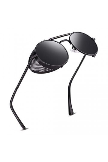 GQUEEN Lunettes de Soleil Ronde Polarisées Rétro Métal Cadre Steampunk pour Homme et Femme Unisexe Avec Protection UV400 MFN2