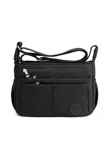 FANDARE Léger Sac à Bandoulière Femme Sacs Dépaule Sling Porté Epaule Sacoche Imperméable Nylon pour Voyage École Sports Ach