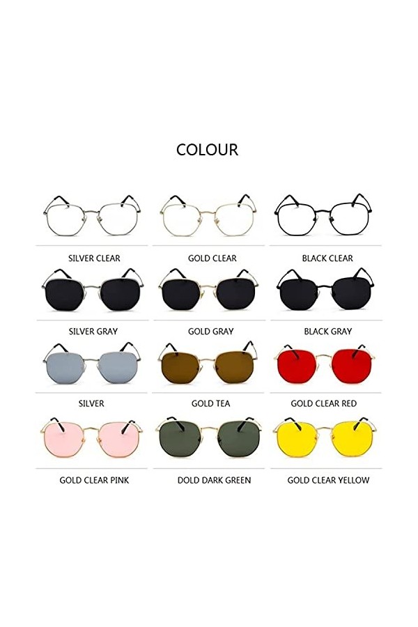 des Lunettes de Soleil, Lunettes de Soleil Hexagonales Femmes Lunettes de Soleil Hommes Cadre en Métal Conduite Lunettes De P