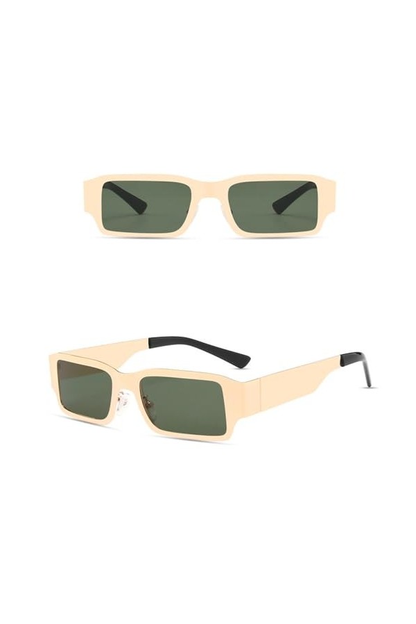 Lunettes de Soleil de Mode de Luxe Vintage Femmes Rectangle Monture en métal Lunettes de Soleil Steampunk Lunettes Gothique E