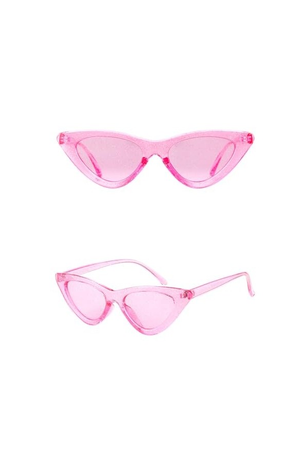 HPIRME Lunettes de soleil œil de chat à paillettes pour femmes, verres scintillants rétro vintage, lunettes de soleil Cool Ca