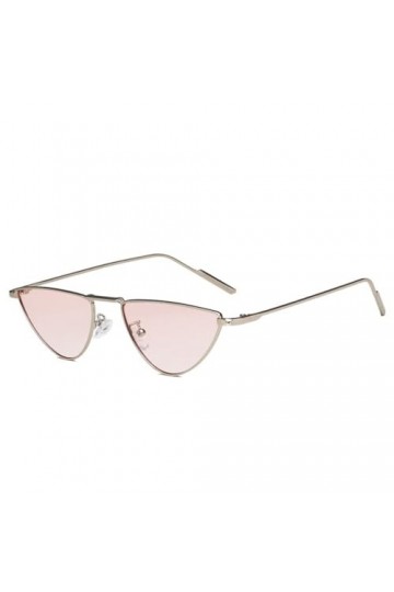 HPIRME Lunettes de soleil œil de chat pour femmes, lunettes de soleil triangulaires en métal, lunettes UV400, argent rose, ta