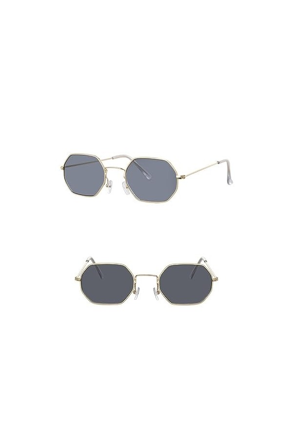 HPIRME Lunettes de soleil carrées à monture en métal Lunettes de soleil vintage à petite monture Femme Lunettes de soleil tra