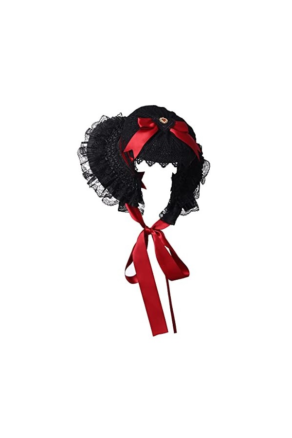 COSDREAMER Bonnets victoriens en en Dentelle et Fleurs pour Filles et Femmes Vert, Taille Unique 