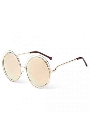 HCHES Lunettes de soleil à monture ronde en métal vintage pour femmes Lunettes de soleil à monture creuse pour hommes, C4, ta