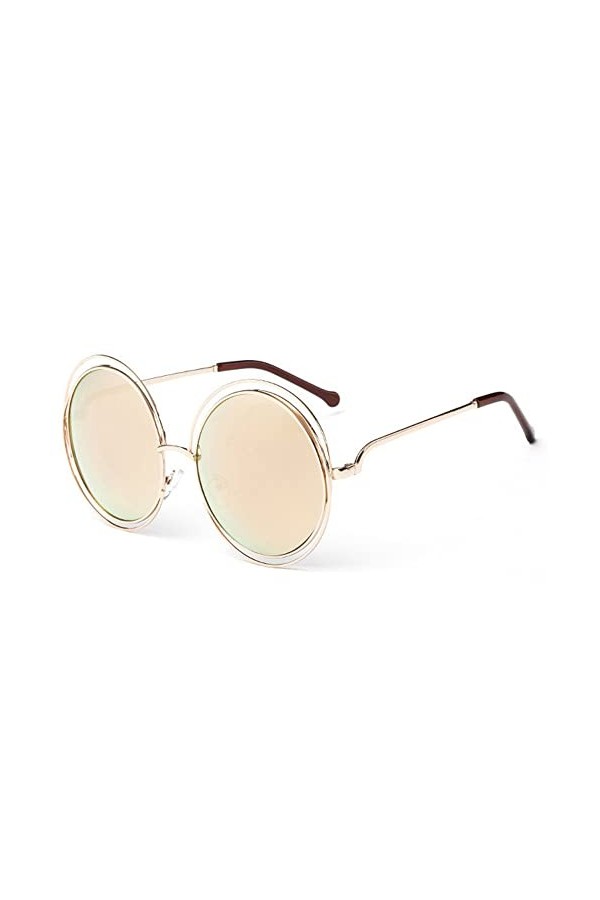HCHES Lunettes de soleil à monture ronde en métal vintage pour femmes Lunettes de soleil à monture creuse pour hommes, C4, ta