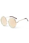HCHES Lunettes de soleil à monture ronde en métal vintage pour femmes Lunettes de soleil à monture creuse pour hommes, C4, ta