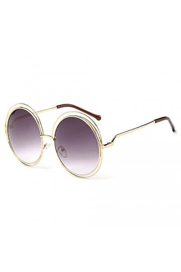HCHES Lunettes de soleil à monture ronde en métal vintage pour femmes Lunettes de soleil à monture creuse Conduite pour homme