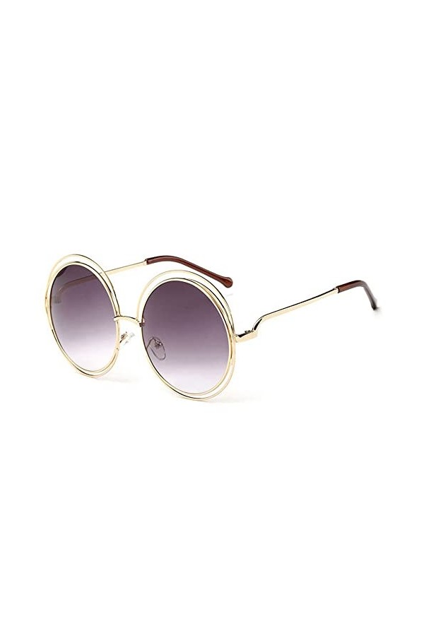 HCHES Lunettes de soleil à monture ronde en métal vintage pour femmes Lunettes de soleil à monture creuse Conduite pour homme