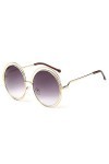 HCHES Lunettes de soleil à monture ronde en métal vintage pour femmes Lunettes de soleil à monture creuse Conduite pour homme