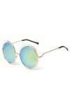 HCHES Lunettes de soleil à monture ronde en métal vintage pour femmes Lunettes de soleil à monture creuse Conduite pour homme