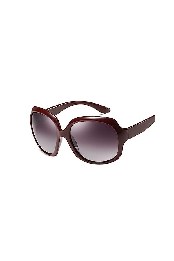 ERICAT Lunettes de soleil surdimensionnées femme vintage ovale grand cadre extérieur lunettes de soleil Color : Dark Red, Si
