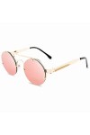 HCHES Lunettes de soleil rondes Steampunk hommes élastiques Vintage sans monture lunettes de soleil pour femmes, rose, taille
