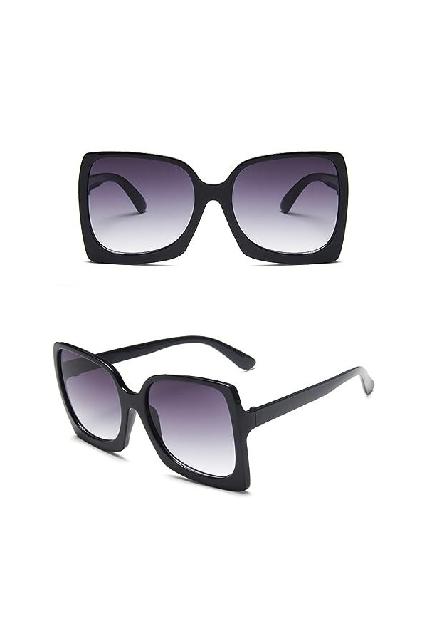 HCHES Lunettes de soleil surdimensionnées femmes plastique femme cadre en plastique verres dégradés lunettes de soleil UV400,