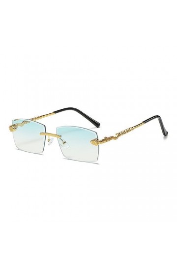 MUTYNE Polygone Lunettes de soleil sans monture Femmes Rétro Serpent Décoration Clair Océan Lentille Lunettes Hommes Lunettes