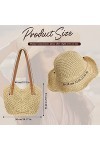 SATINIOR Grand Sac à Bandoulière en Paille Tissé à Main Boho Chapeau en Paille à Large Bord Pliable pour Été Plage Couleur d