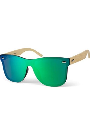 styleBREAKER Lunettes de soleil unisexes Nerd à branches en bambou et verres en polycarbonate, style rétro 09020112, couleur: