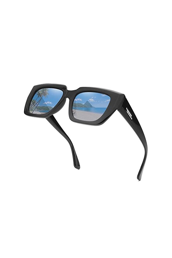 E & R Elegant Rabbit Lunettes de soleil surdimensionnées rétro pour femme - Lunettes de soleil tendance avec monture épaisse 