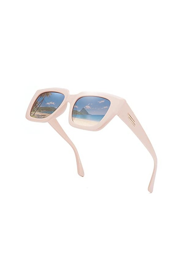 E & R Elegant Rabbit Lunettes de soleil surdimensionnées rétro pour femme - Lunettes de soleil tendance avec monture épaisse 