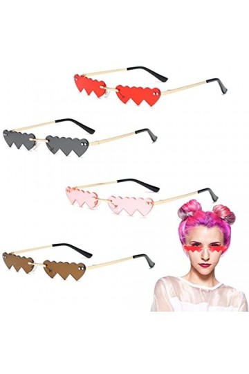 Waldspring Lunette Coeur 4 Paires, Lunettes Coeur, Lunettes de Soleil Coeur pour Fêtes, Anniversaires, Mariages, Carnavals No