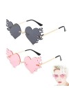 Waldspring Lunette Coeur 4 Paires, Lunettes Coeur, Lunettes de Soleil Coeur pour Fêtes, Anniversaires, Mariages, Carnavals No