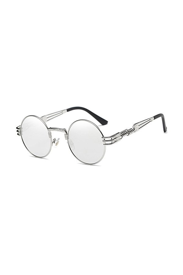 Dollger John Lennon Vintage Steampunk Lunettes de Soleil Femmes Hommes Rondes Hippie Lunettes de Soleil UV400 Cadre en MéTal