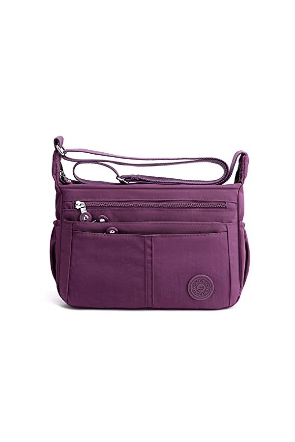 FANDARE Léger Sac à Bandoulière Femme Sacs Dépaule Sling Porté Epaule Sacoche Imperméable Nylon pour Voyage École Sports Ach