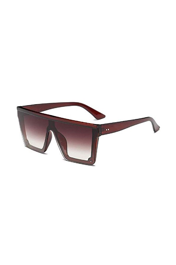 Lunettes de soleil carrées - Oversize - Femme - Fille - Mode - Fashion - Idée cadeau - carrés - Rectangulaire - Marron - Tail
