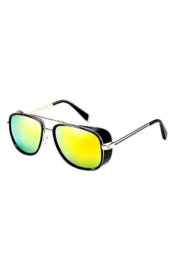 KIRALOVE Lunettes de soleil - - femme - homme - unisexe - monture or avec lentille rouge - lunettes de soleil garçon iron man