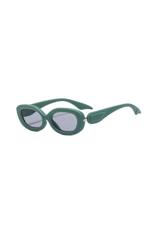 MUTYNE Petites lunettes de soleil ovales populaires UV400 adaptées aux femmes et aux hommes, vert gris, taille unique