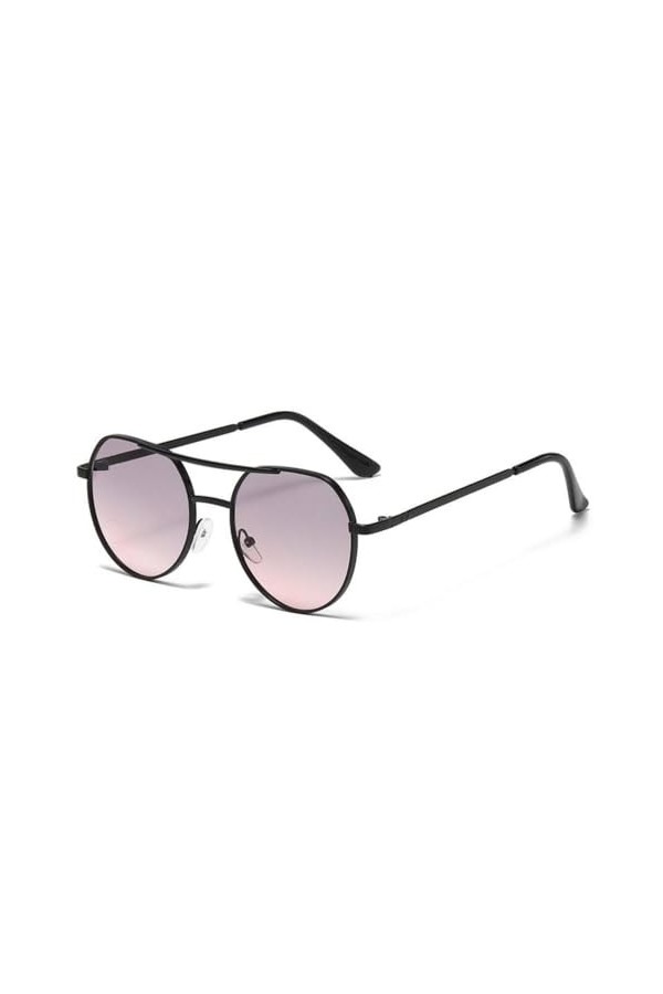 MUTYNE Lunettes de soleil rondes classiques rétro à double pont pour femmes, lunettes de soleil en métal UV400, C8, taille un