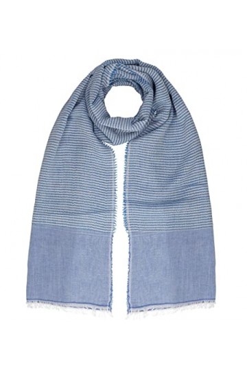 HAT YOU Foulard léger de haute qualité pour femme avec rayures horizontales et lurex, bleu, taille unique