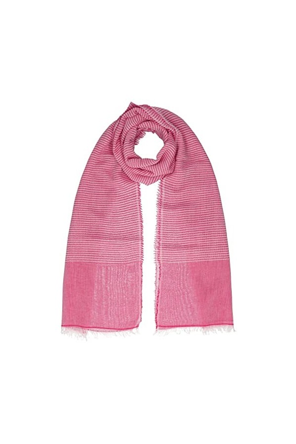 HAT YOU Foulard léger de haute qualité pour femme avec rayures horizontales et lurex, bleu, taille unique