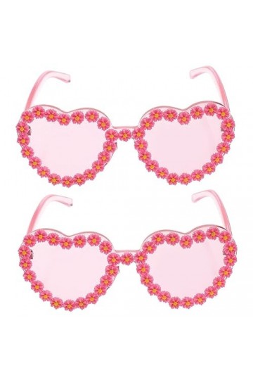 SOIMISS 2 Pièces Lunettes De Soleil Coeur Fleur Lunettes De Soleil De Plage Dété Lunettes De Soleil Marguerite Rétro Lunette